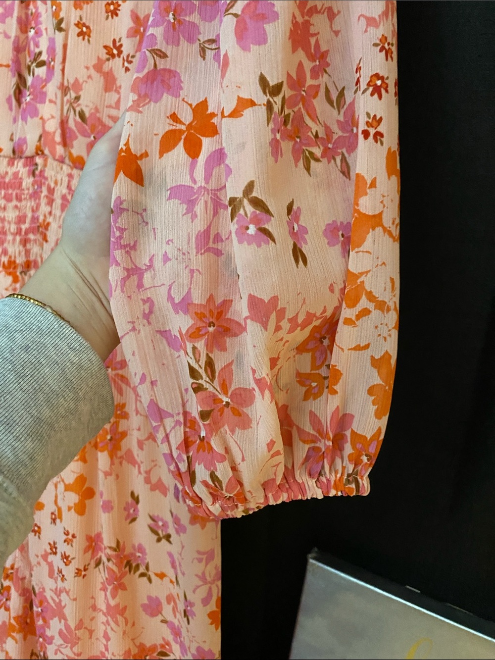 NWT SZ 4 DKNY Pink Floral Ruched V-Neck Maxi Dress - Picture 6 of 6